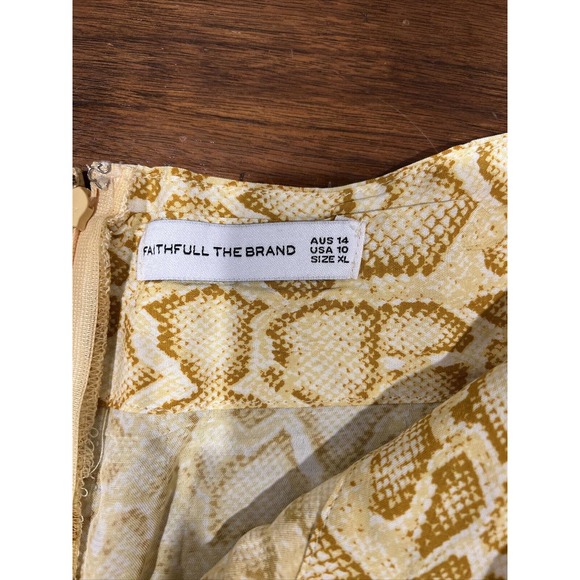 Faithful The Brand Pants Women Size 10 Wide Leg Pockets Snake Skin Yellow - Picture 8 of 15